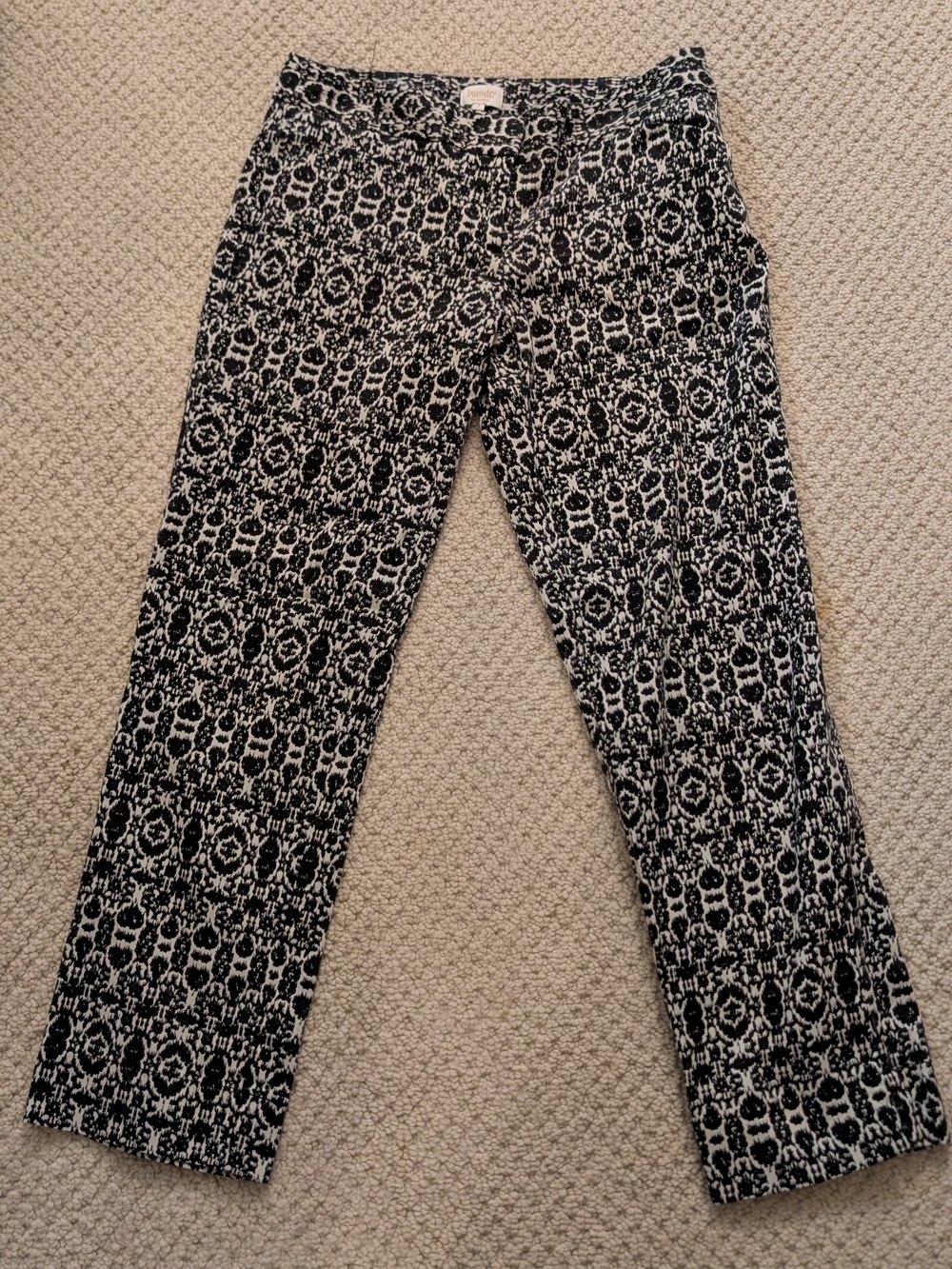 Laundry by Shelli Segal Black and White Abstract Print Office Pants